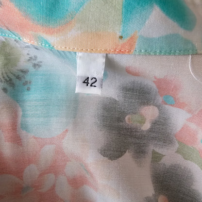 Ómerkt marglit vintage stutterma skyrta - xlarge