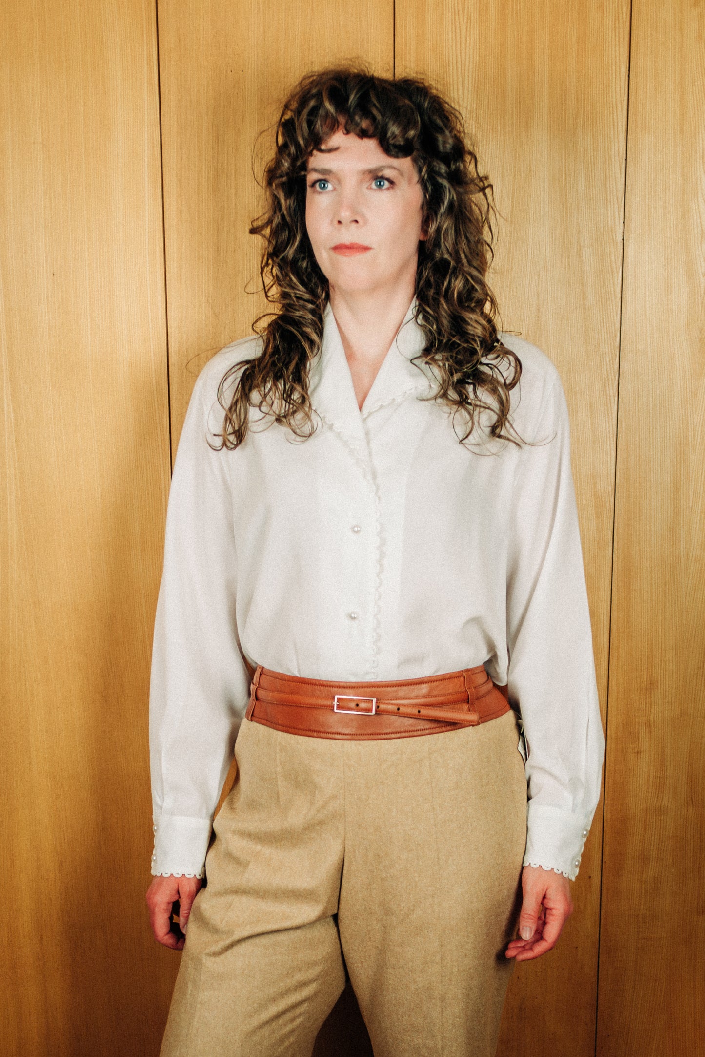 Viani vintage hvít blússa - XL