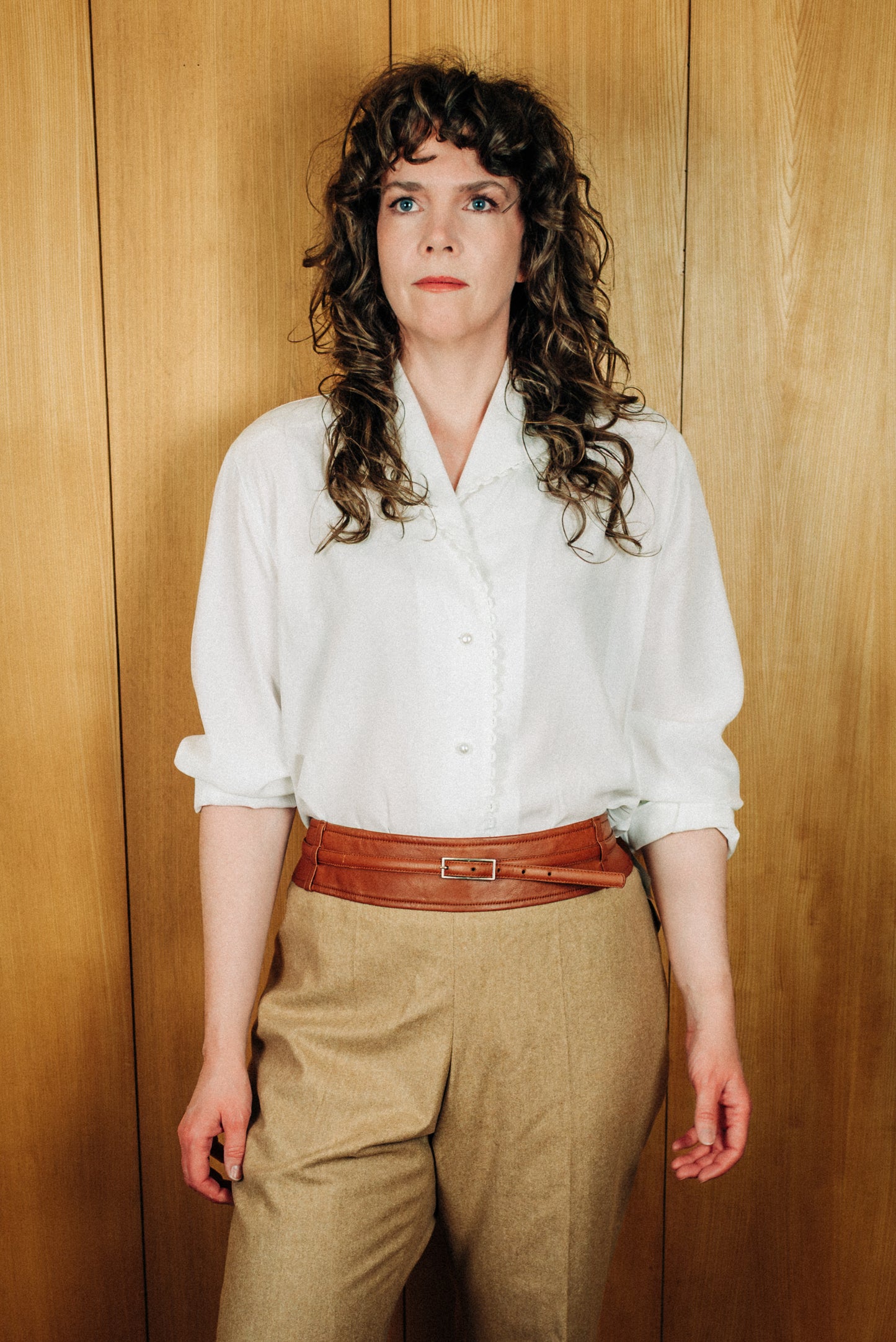 Viani vintage hvít blússa - XL