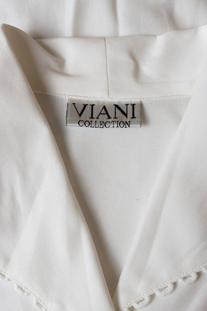 Viani vintage hvít blússa - XL