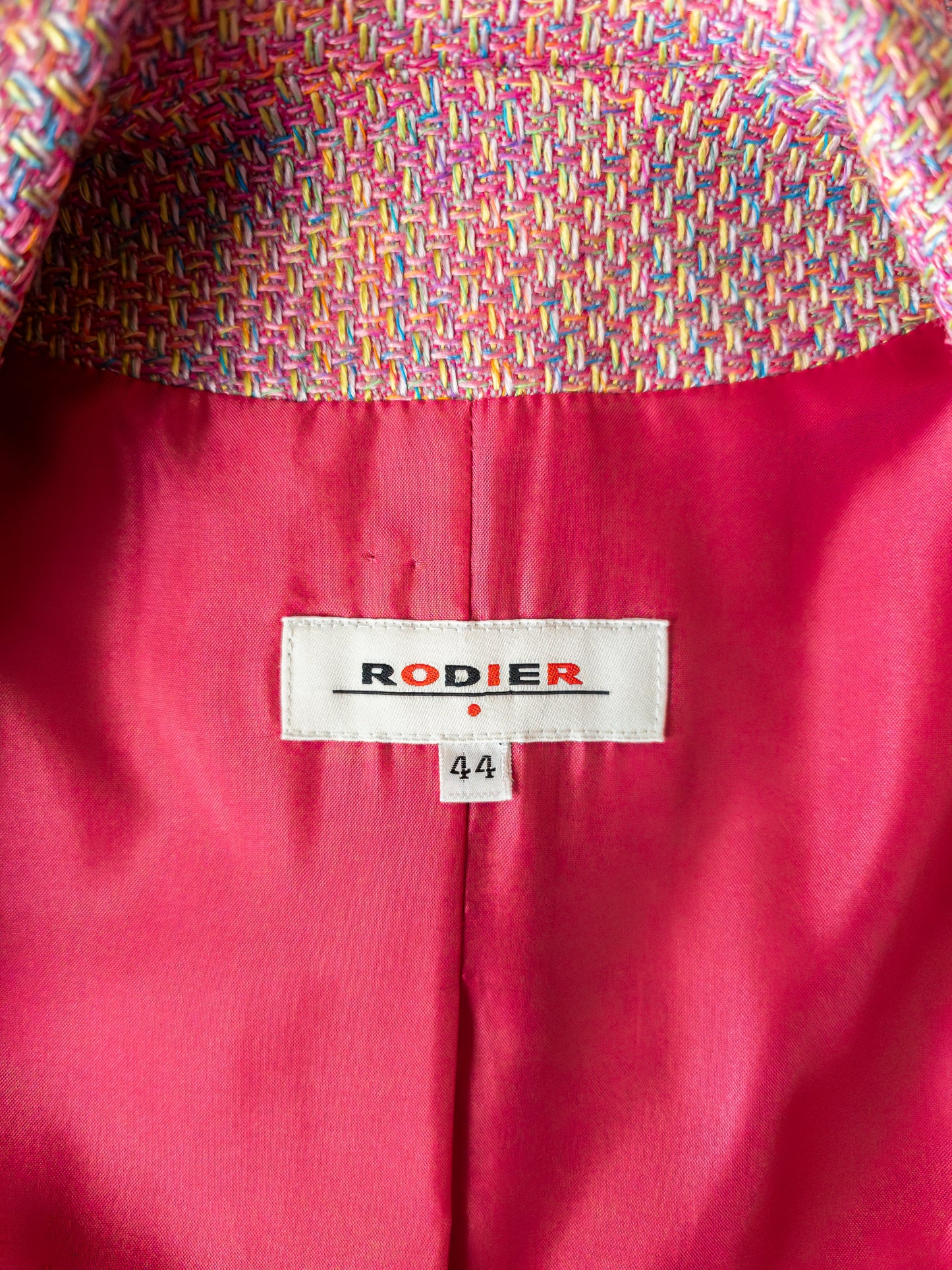 Vintage Rodier Paris bleik rainbow tweed dragt - M/L