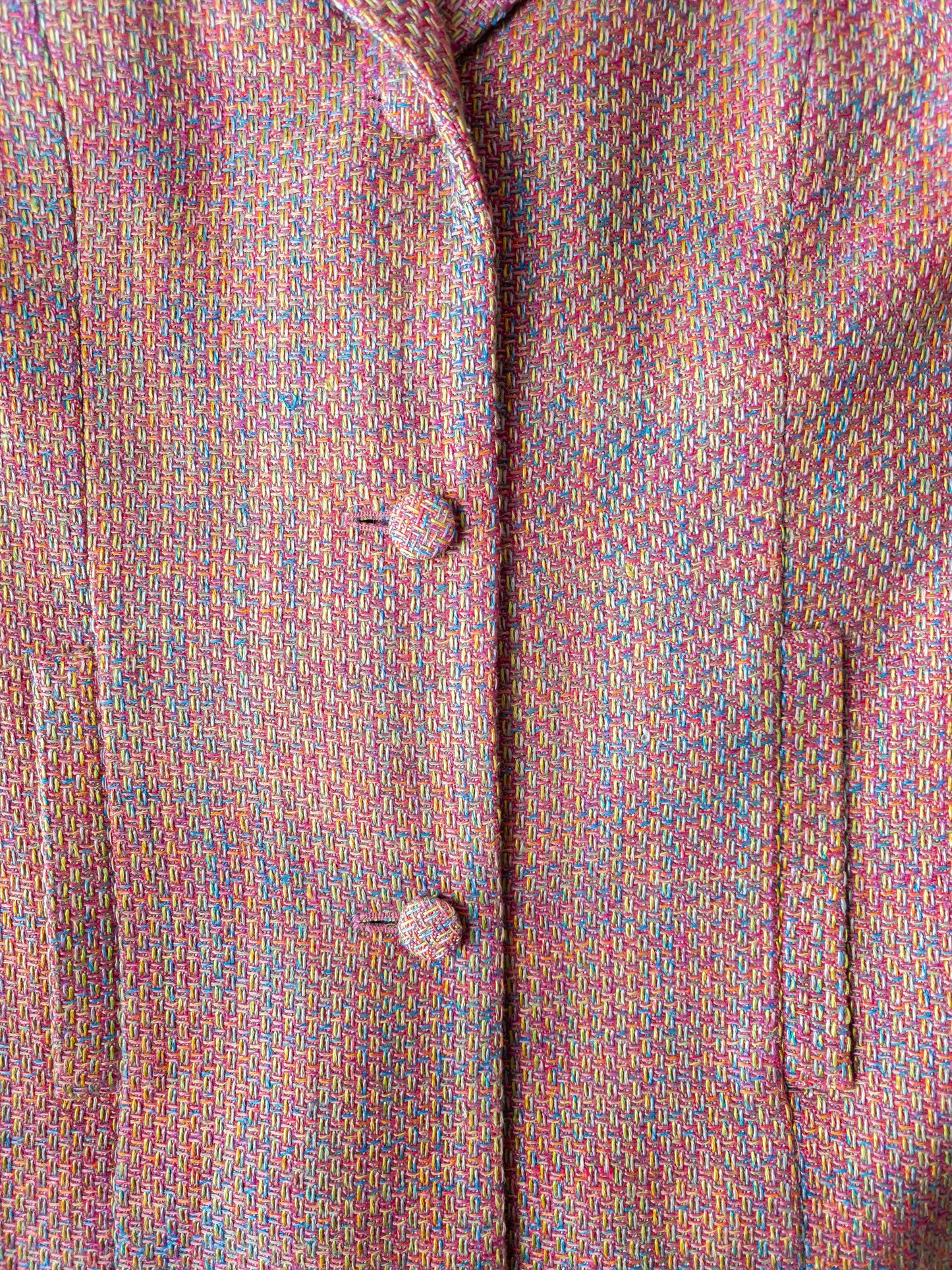 Vintage Rodier Paris bleik rainbow tweed dragt - M/L