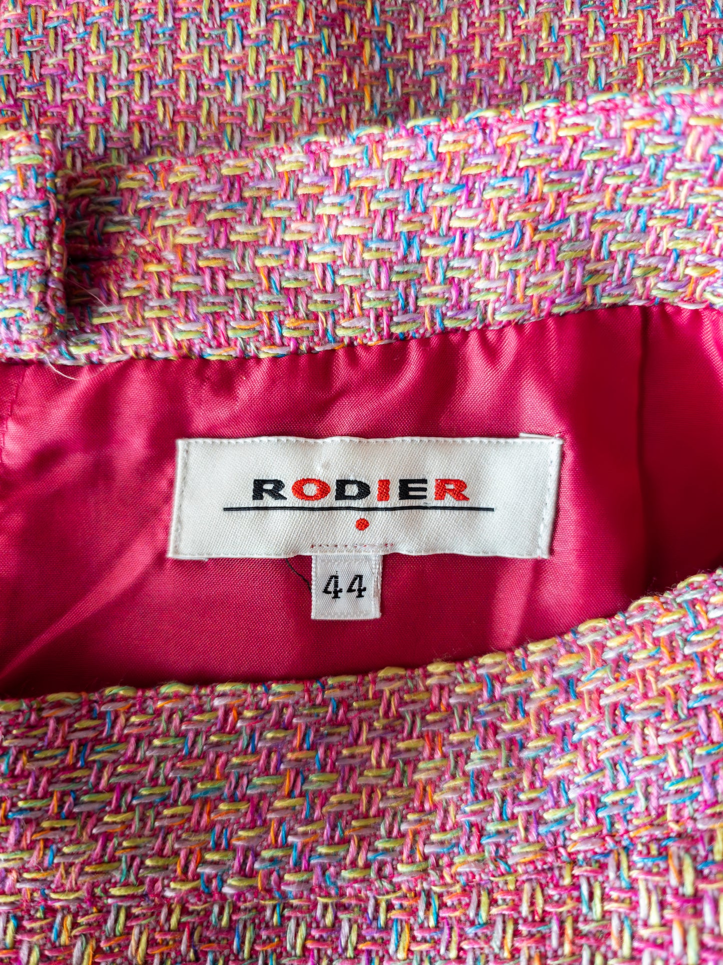 Vintage Rodier Paris bleik rainbow tweed dragt - M/L