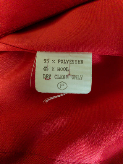 Vintage rauður tvíhnepptur ullarblazer - S/M