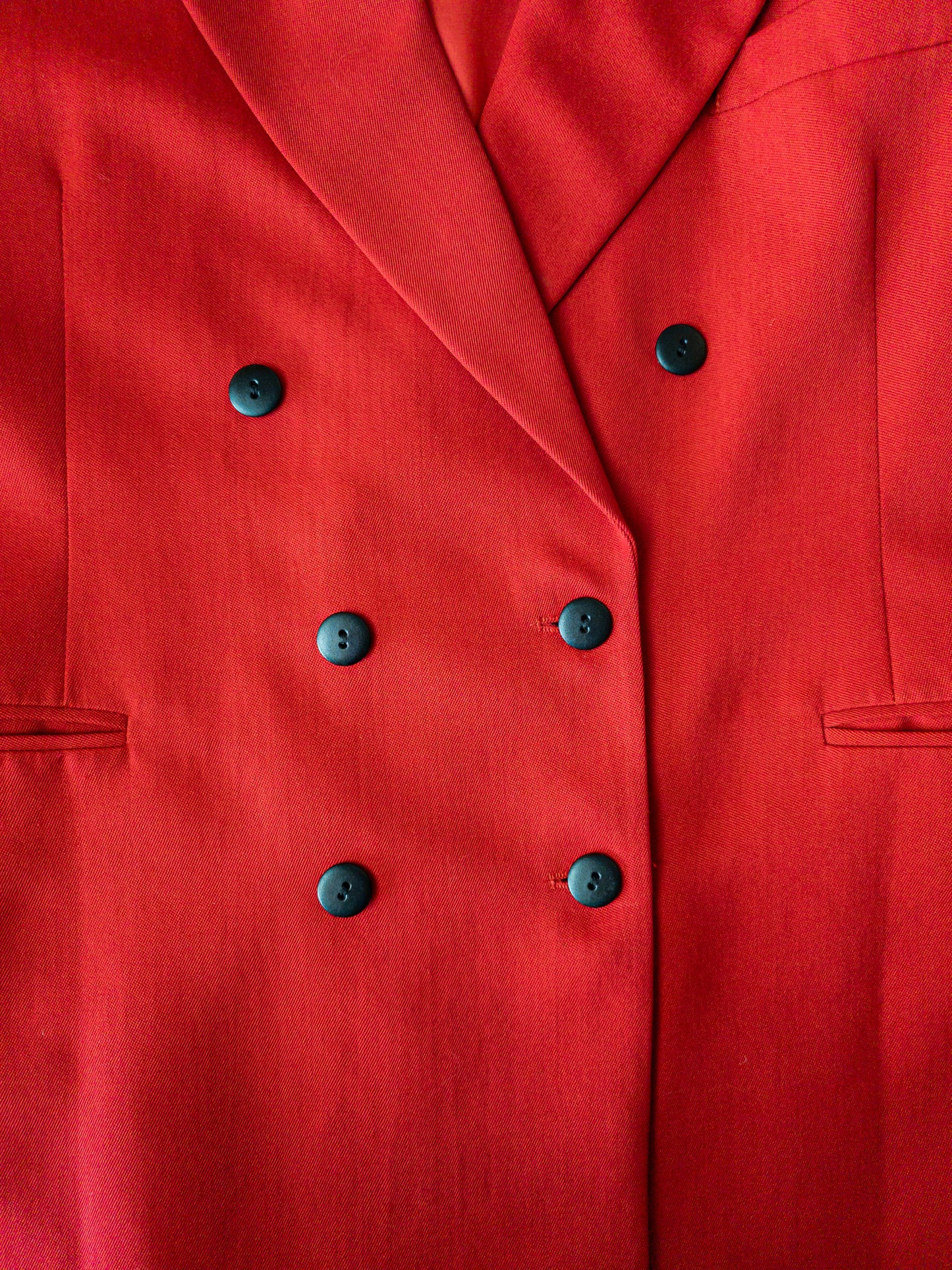 Vintage rauður tvíhnepptur ullarblazer - S/M
