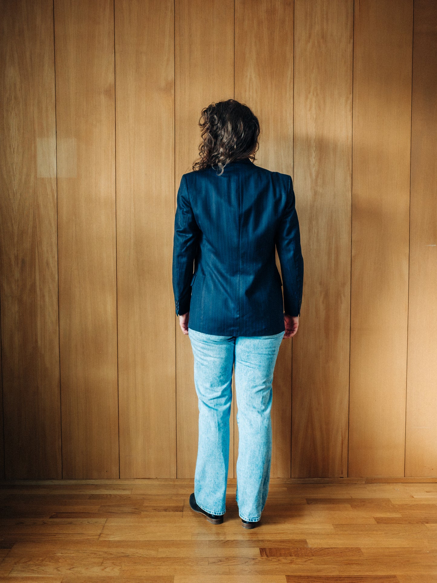 Vintage Oscar Jacobson tvíhnepptur ullarblazer - M