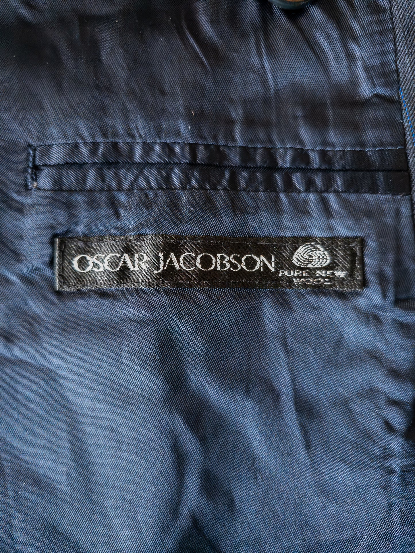 Vintage Oscar Jacobson tvíhnepptur ullarblazer - M