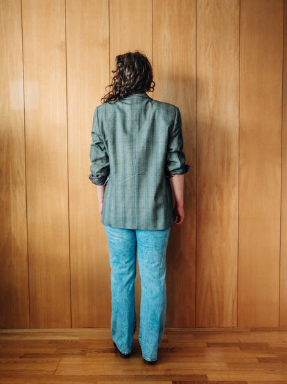 Tvíhnepptur vintage Bernhardt Fashion ullarblazer - XL