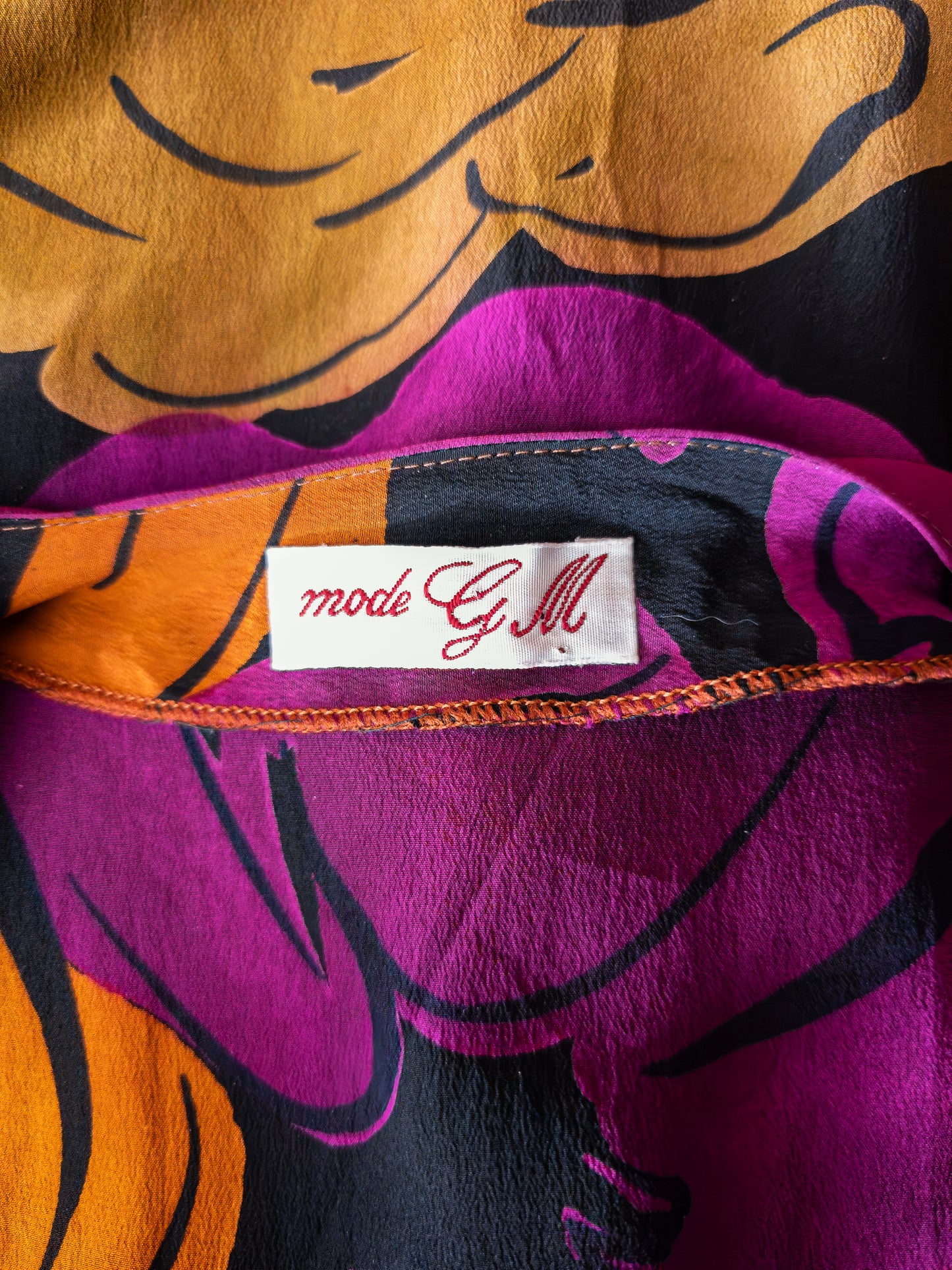 Vintage 80s G.M. silkikjóll - S/M