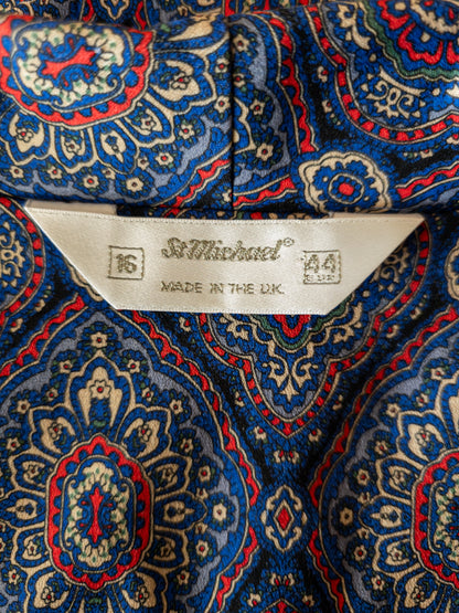 Vintage St Michael paisley-mynstraður kjóll - L