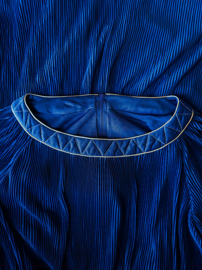 Vintage Mirek Modell konungsblár plíseraður kjóll - M/XL