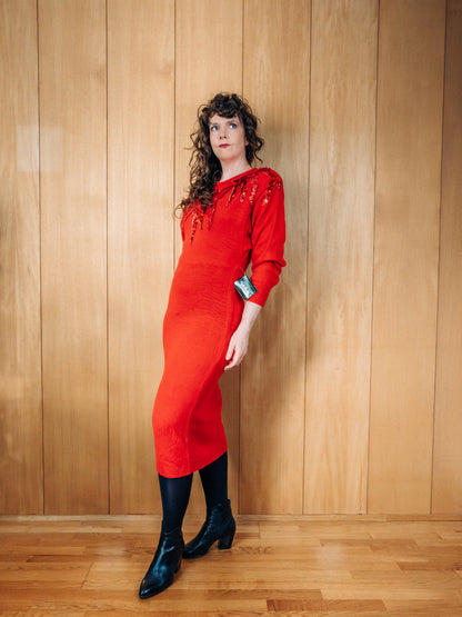 Vintage 80s Right fashion prjónakjóll (NOS) - S/M