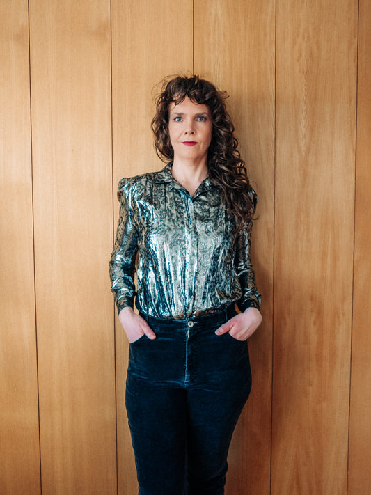 Vintage metallic skyrta frá Louben - Meyland