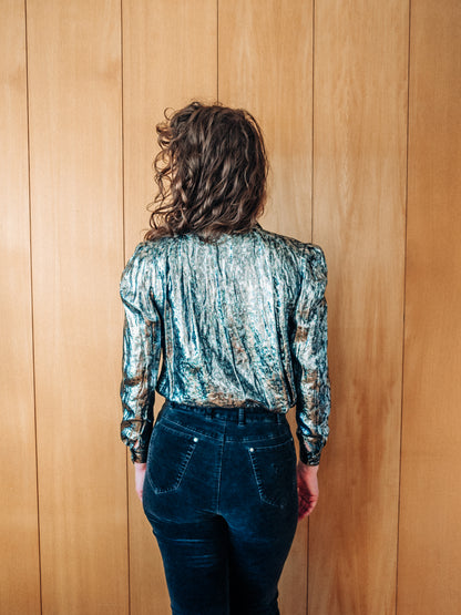 Vintage Louben metallic skyrta - S/M