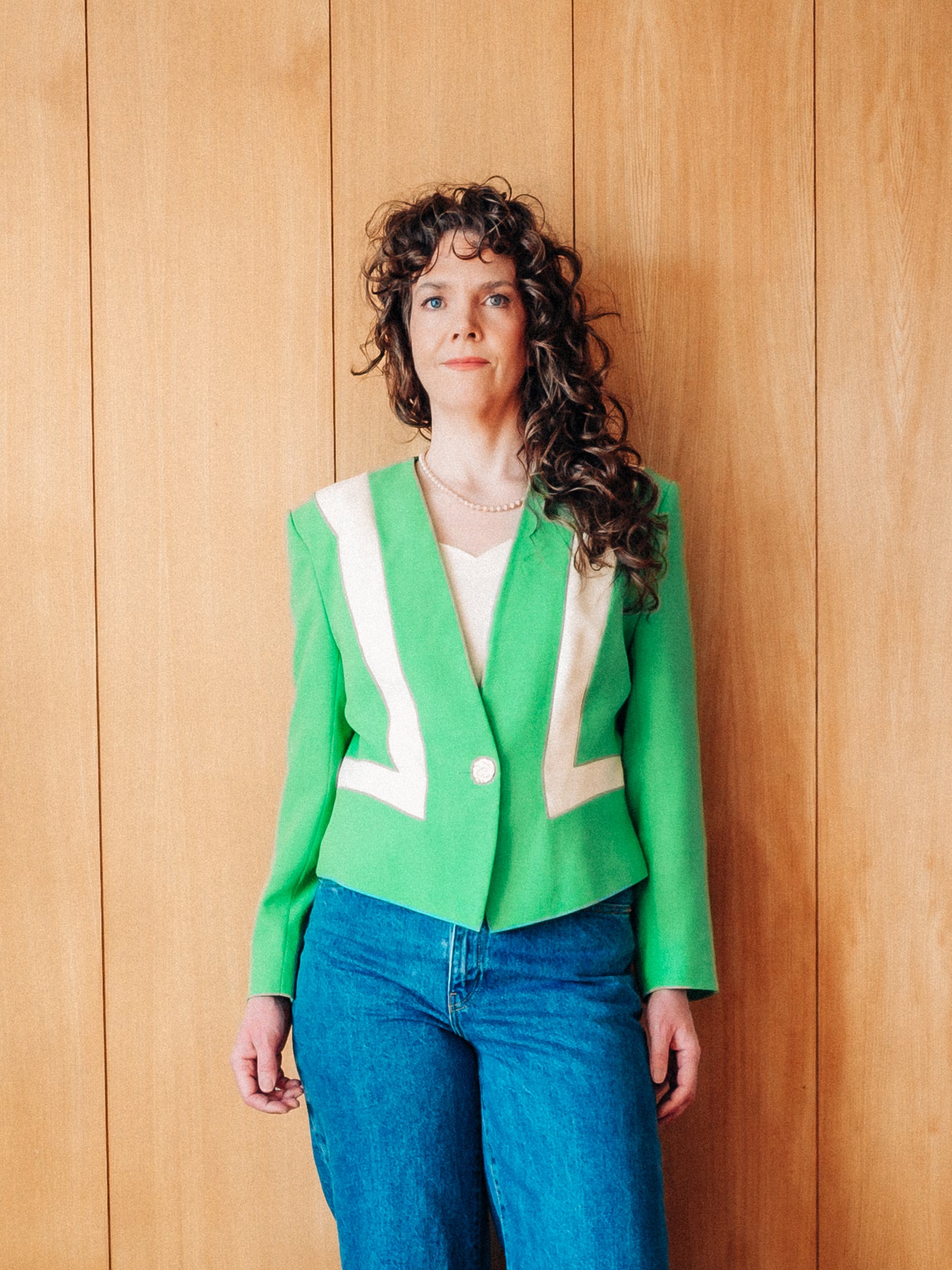 Grænn Vintage Jacques Vert 80s ullarblazer - Meyland