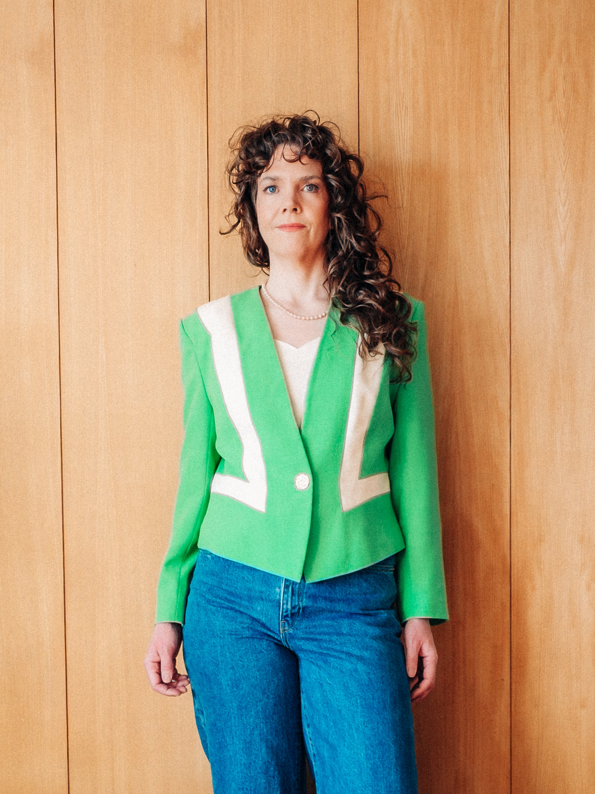 Grænn Vintage Jacques Vert 80s ullarblazer - Meyland