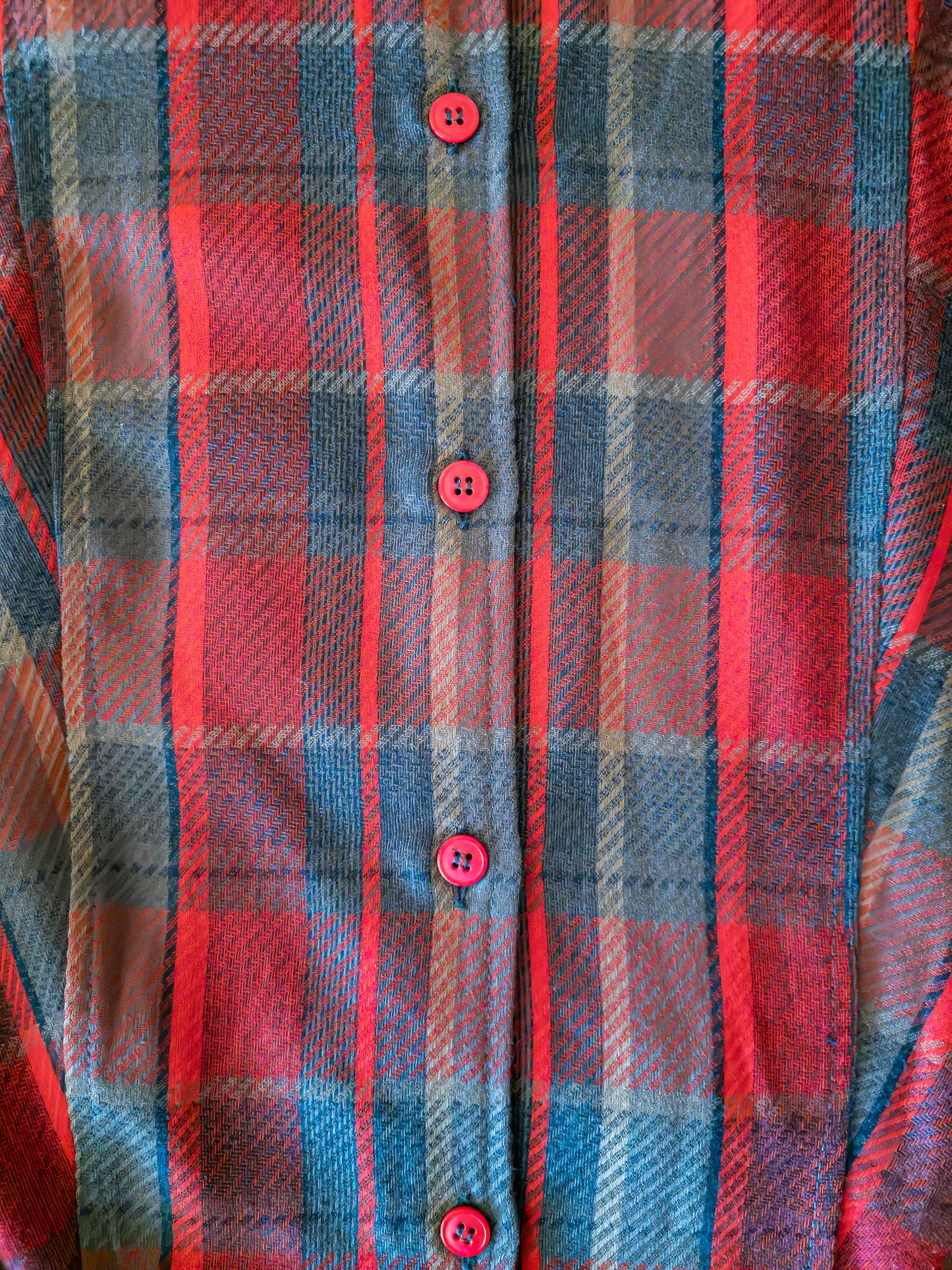 Vintage köflóttur 80s ullarkjóll - S/M