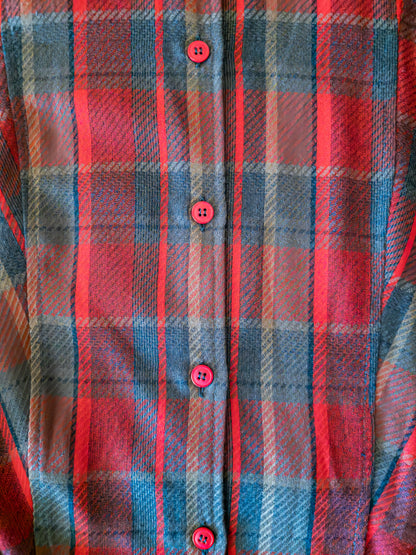 Vintage köflóttur 80s ullarkjóll - S/M